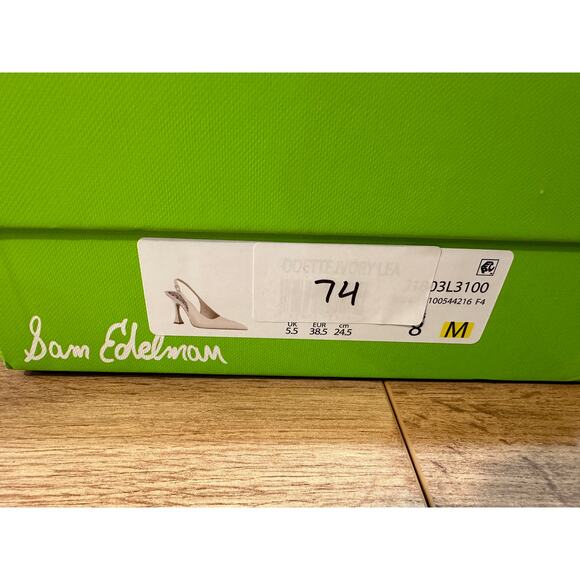 Sam Edelman Odette Heel Alpine Ivory Leather Upper Size 8 NIB Dressy Flared Heel - Picture 12 of 13